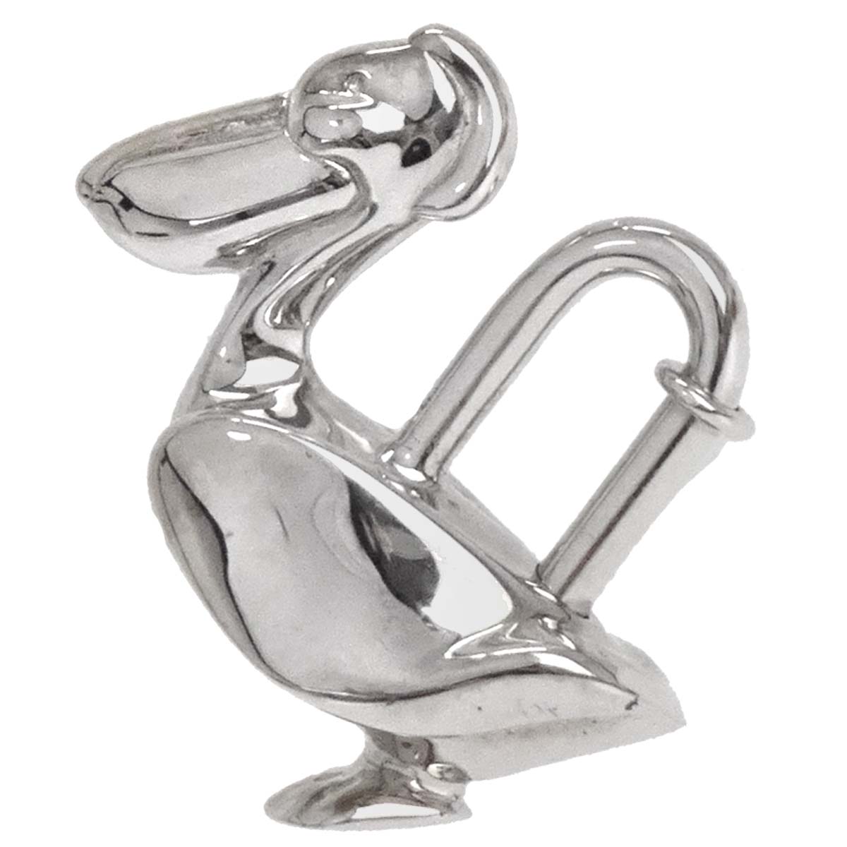 Hermes Pelican Motif 1992 Limited Cadena Padlock Silver Bag Charm