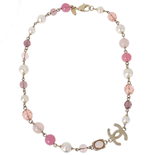 Chanel CC Gold Costume Pearl Chain Necklace 07A