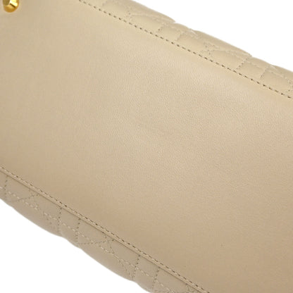 Christian Dior Beige Lambskin Medium Lady Dior Cannage 2way Shoulder Handbag