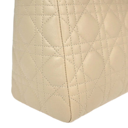 Christian Dior Beige Lambskin Medium Lady Dior Cannage 2way Shoulder Handbag