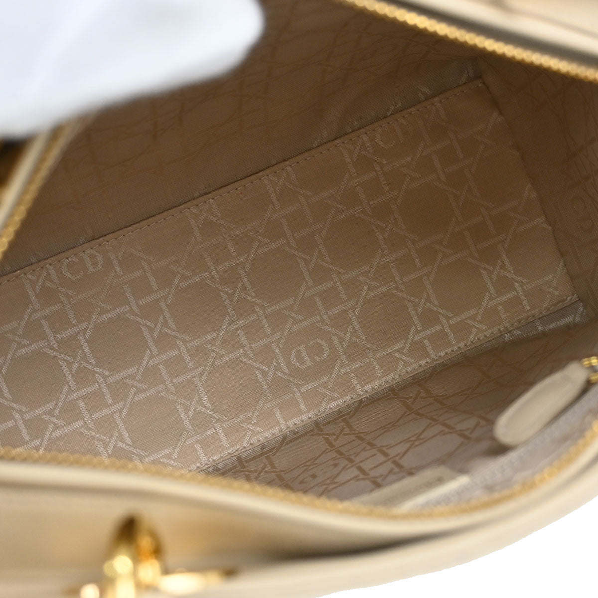 Christian Dior Beige Lambskin Medium Lady Dior Cannage 2way Shoulder Handbag