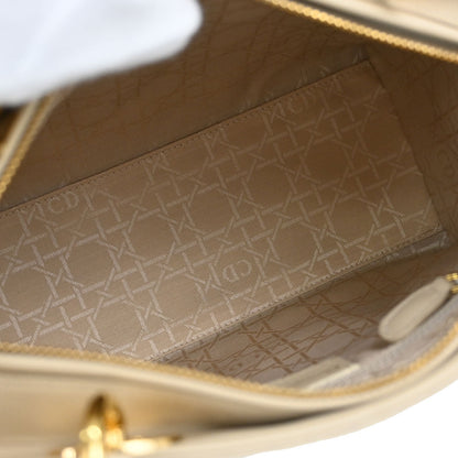 Christian Dior Beige Lambskin Medium Lady Dior Cannage 2way Shoulder Handbag