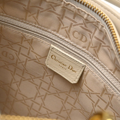 Christian Dior Beige Lambskin Medium Lady Dior Cannage 2way Shoulder Handbag