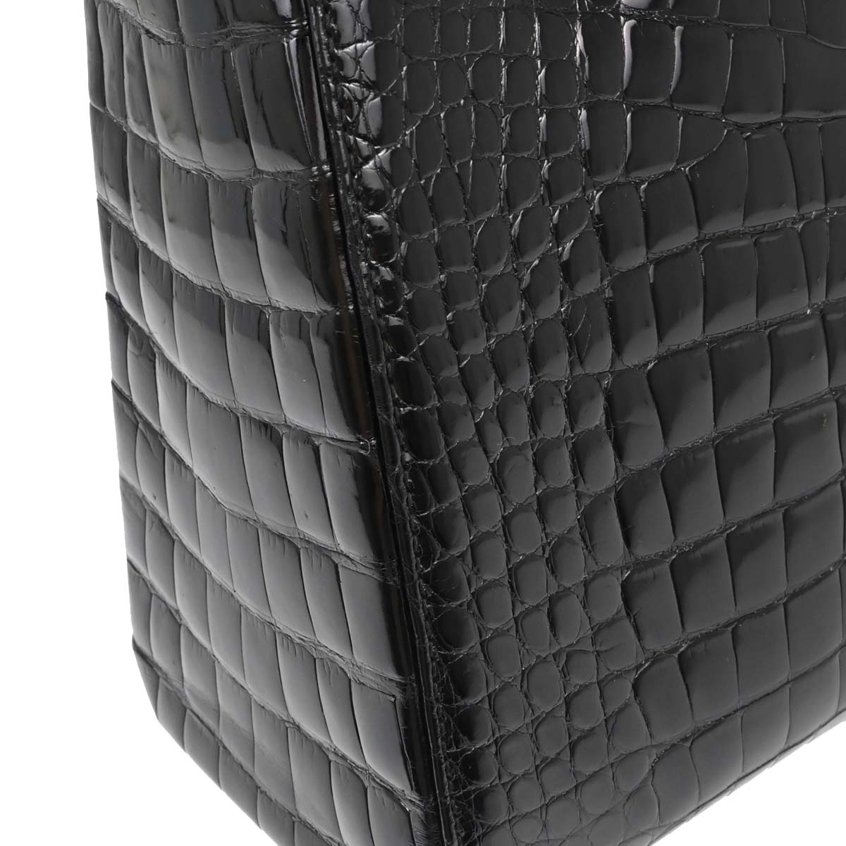 Christian Dior * Black Crocodile Medium Lady Dior 2way Shoulder Handbag