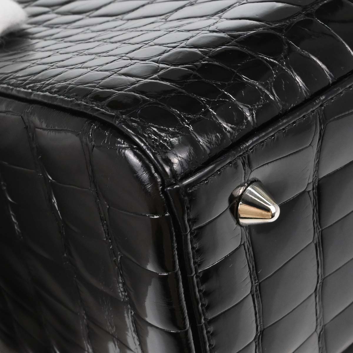 Christian Dior * Black Crocodile Medium Lady Dior 2way Shoulder Handbag