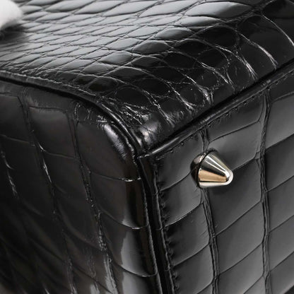 Christian Dior * Black Crocodile Medium Lady Dior 2way Shoulder Handbag