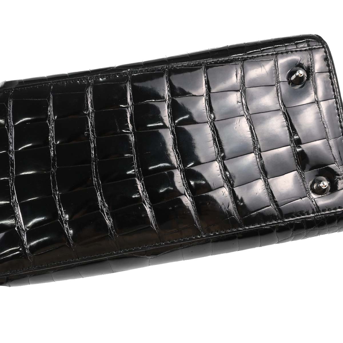 Christian Dior * Black Crocodile Medium Lady Dior 2way Shoulder Handbag