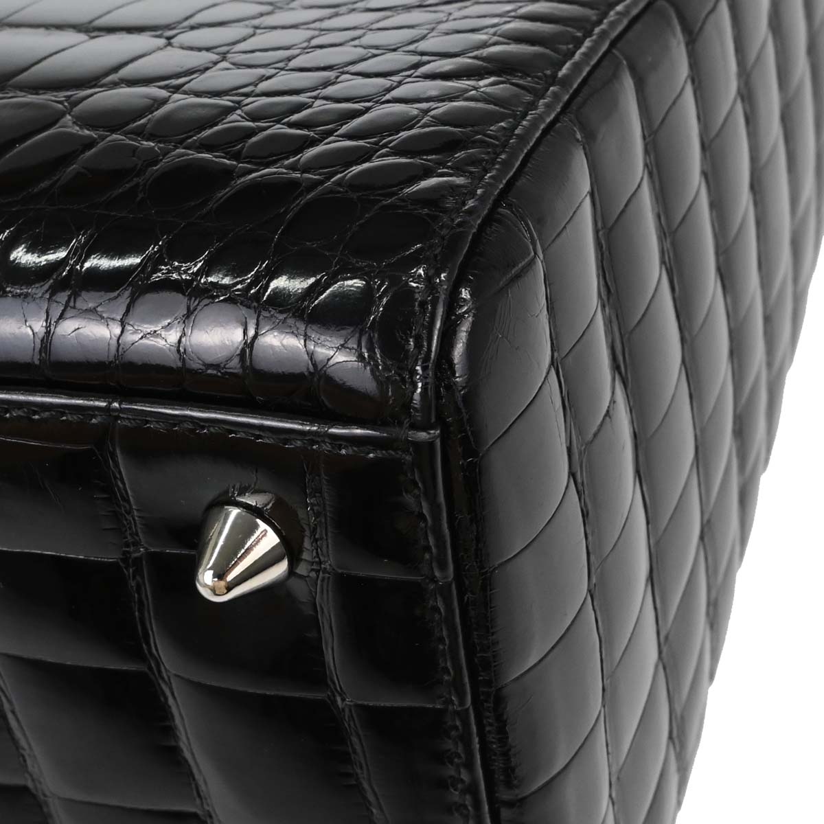 Christian Dior * Black Crocodile Medium Lady Dior 2way Shoulder Handbag