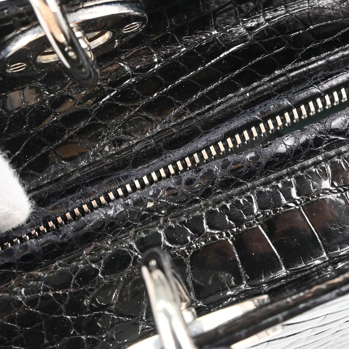 Christian Dior * Black Crocodile Medium Lady Dior 2way Shoulder Handbag