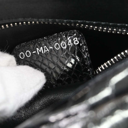 Christian Dior * Black Crocodile Medium Lady Dior 2way Shoulder Handbag