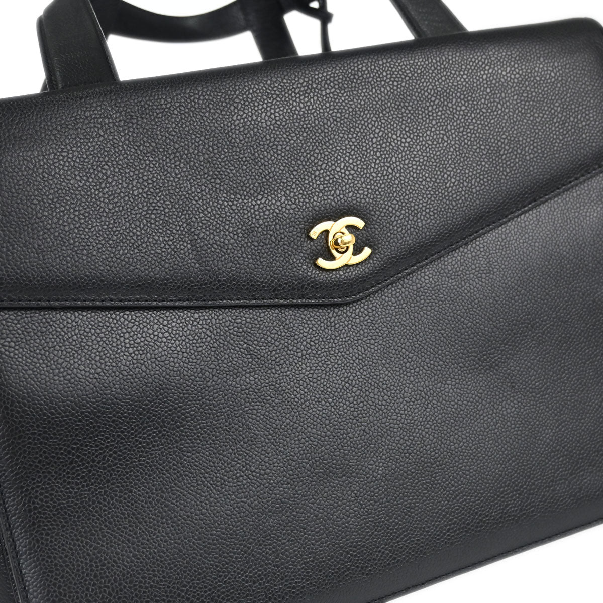 Chanel Black Caviar Skin Briefcase Business Handbag