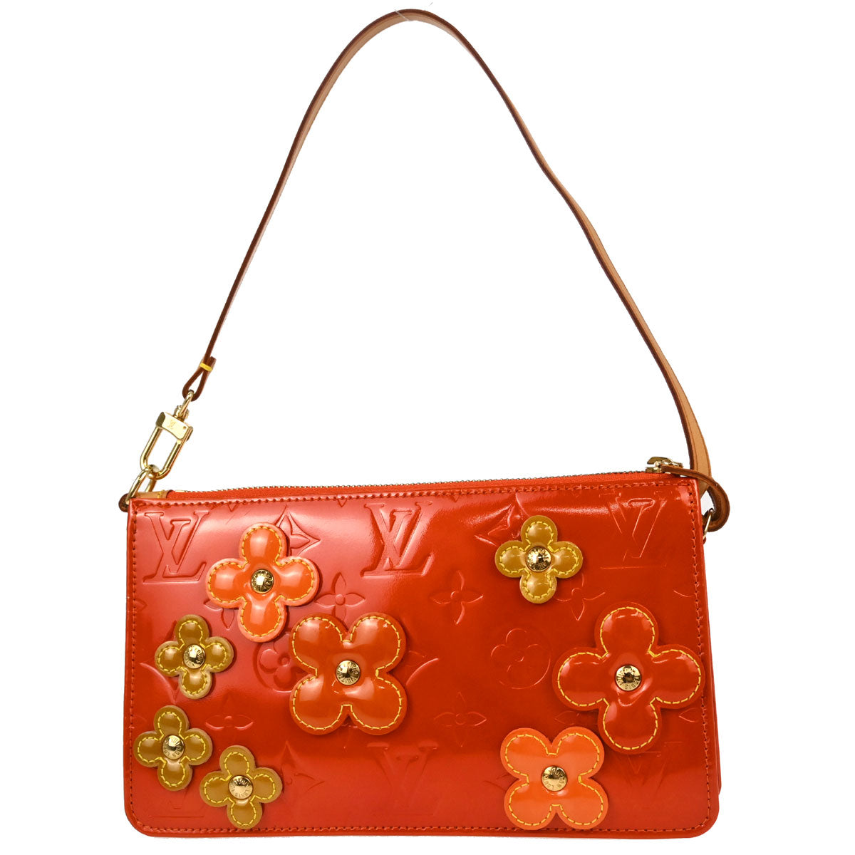 Louis Vuitton Orange Vernis Flower Lexington Handbag M92247