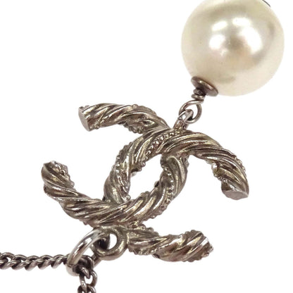 Chanel Rhinestone Costume Pearl Gold CC Pendant Necklace C14V