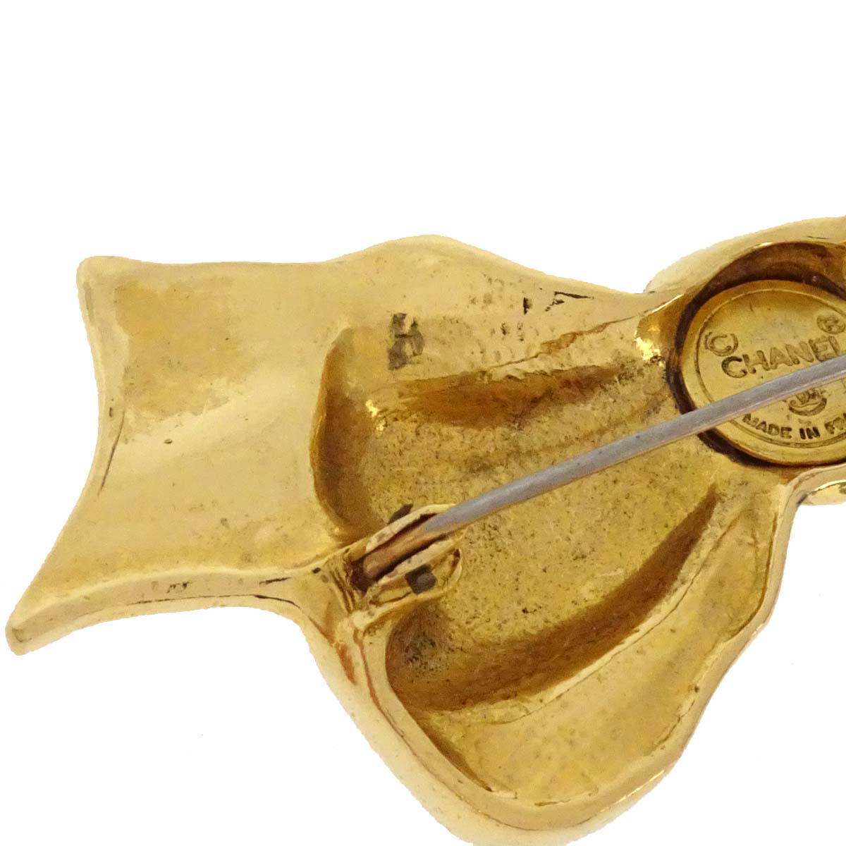Chanel Bow Brooch Pin Gold