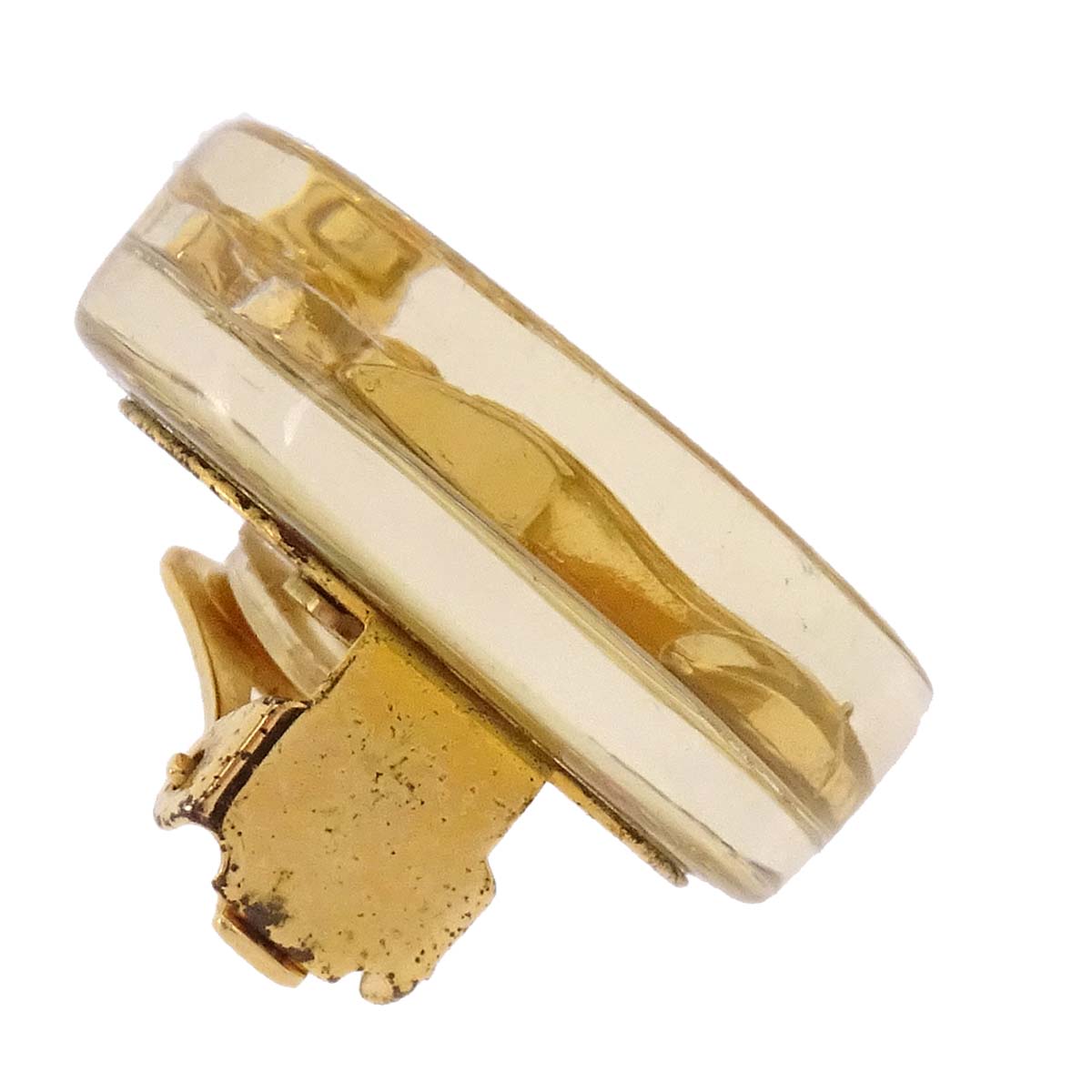 Chanel Button Clip-On Earrings Clear Acrylic 97P