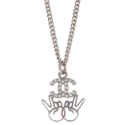 Chanel CC Chain Necklace Silver Rhinestone B16K