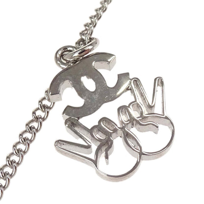 Chanel CC Chain Necklace Silver Rhinestone B16K