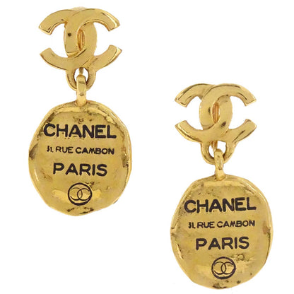 Chanel Dangle Clip-On Earrings Oval CC Gold