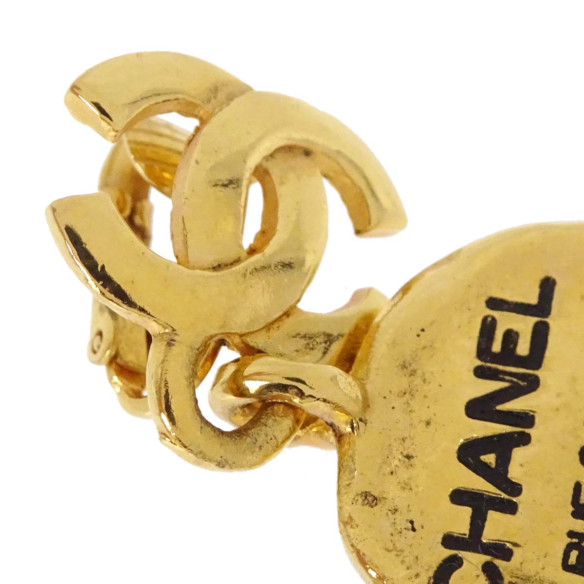 Chanel Dangle Clip-On Earrings Oval CC Gold