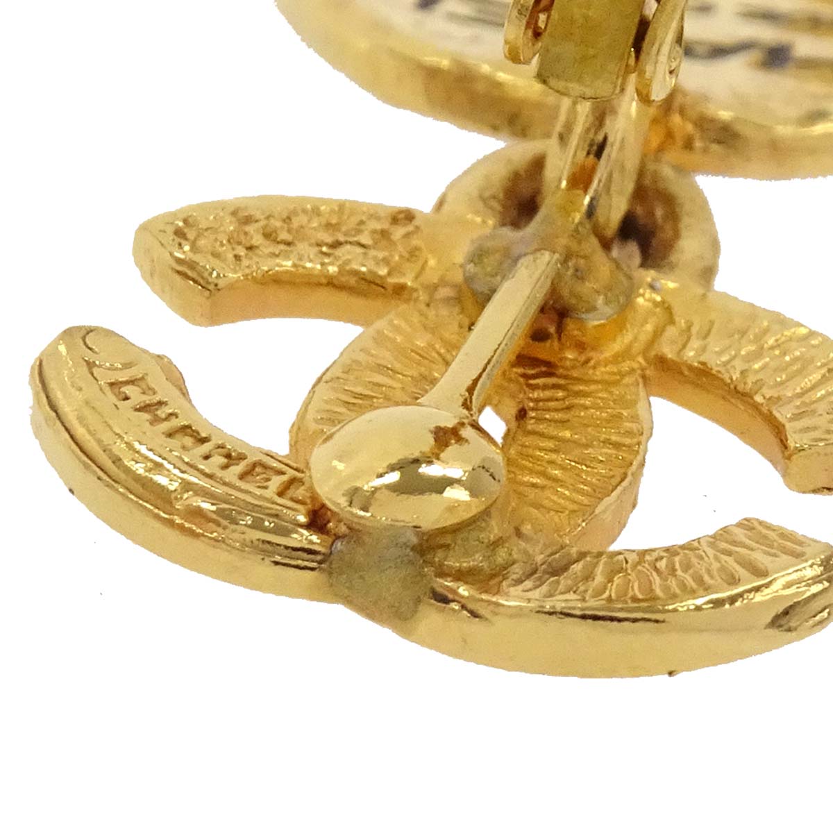 Chanel Dangle Clip-On Earrings Oval CC Gold