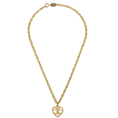 Chanel Heart Chain Pendant Necklace Gold 1982