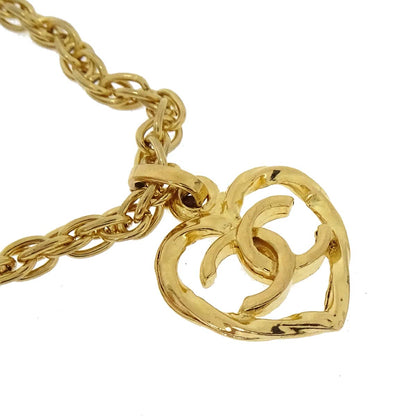 Chanel Heart Chain Pendant Necklace Gold 1982