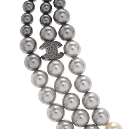 Chanel CC Silver Costume Pearl Chain Necklace