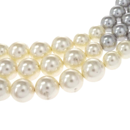 Chanel CC Silver Costume Pearl Chain Necklace