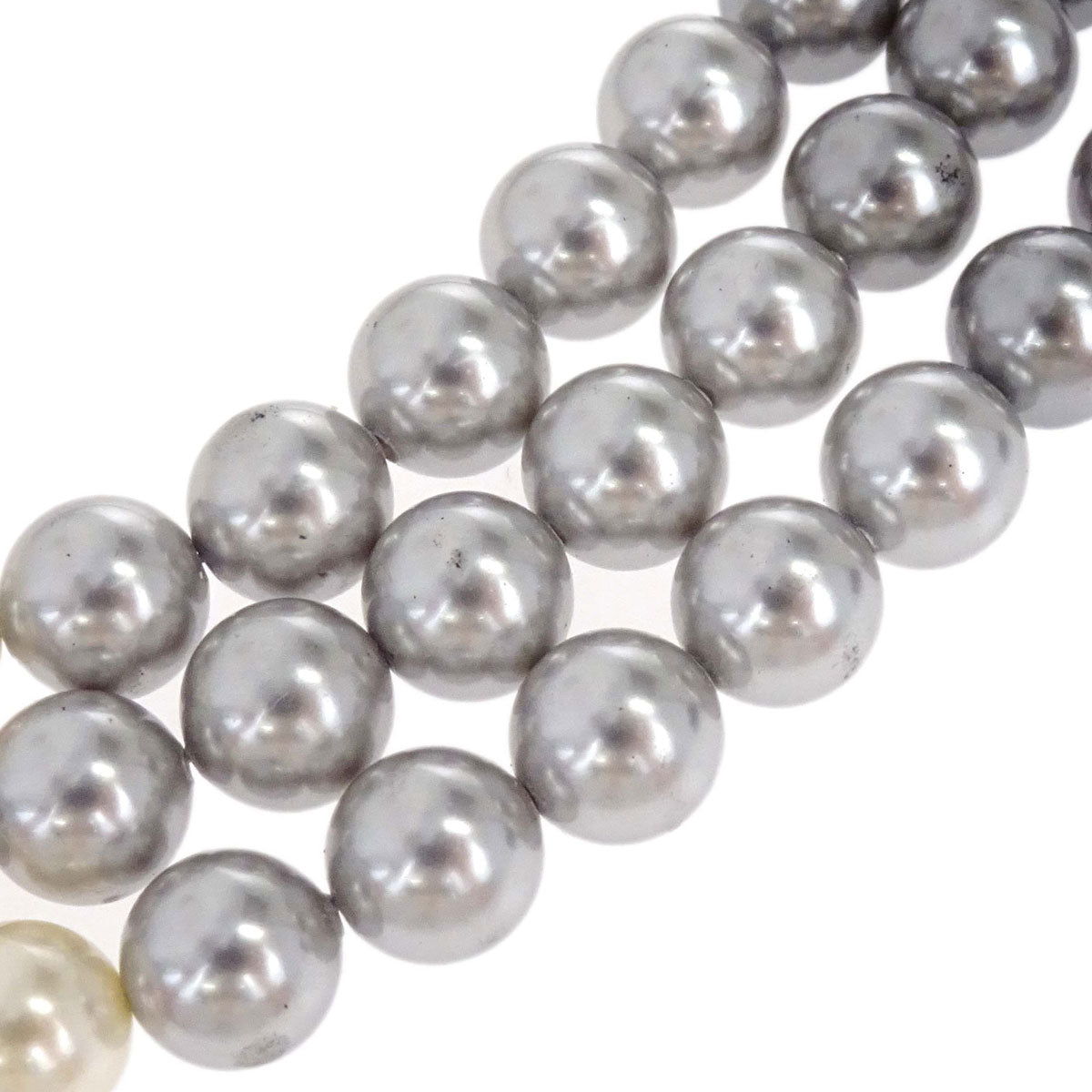 Chanel CC Silver Costume Pearl Chain Necklace