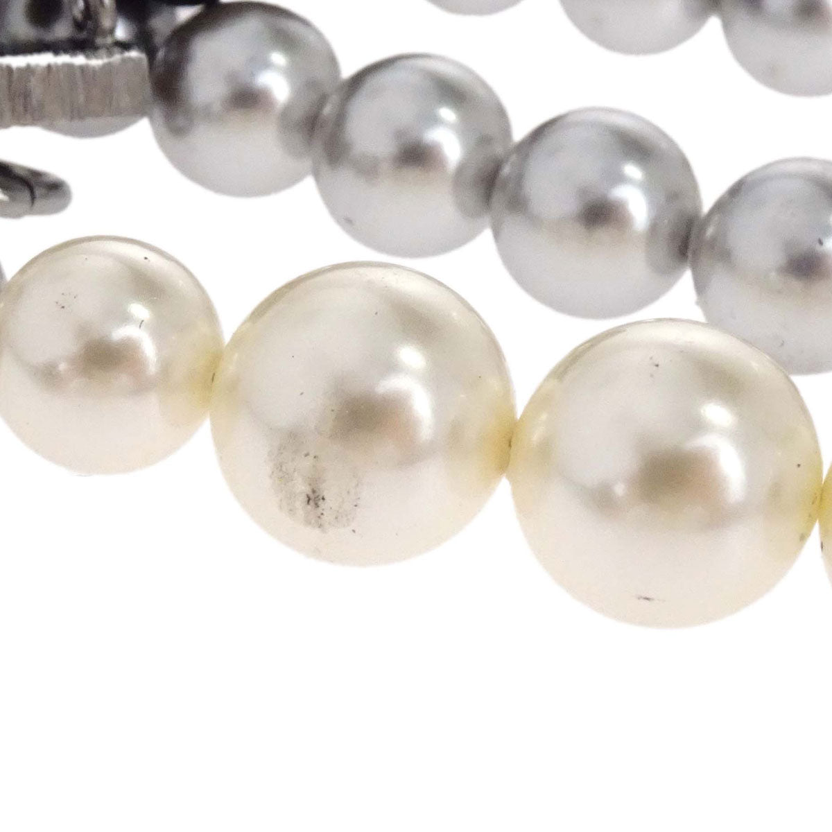 Chanel CC Silver Costume Pearl Chain Necklace