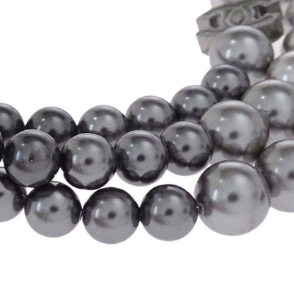 Chanel CC Silver Costume Pearl Chain Necklace