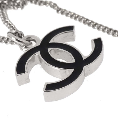 Chanel CC Chain Necklace Silver Black 07V