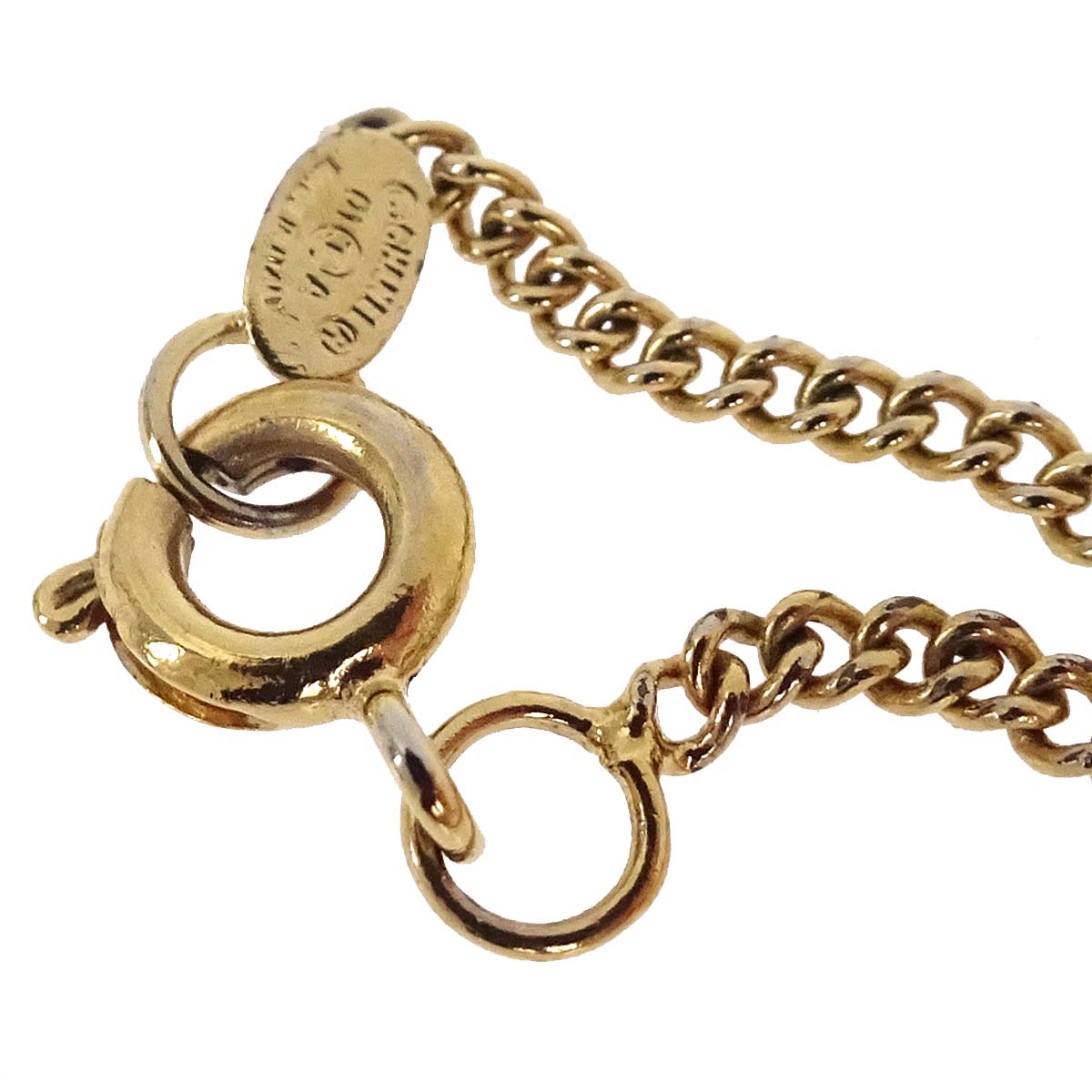 Chanel Rhinestone Gold Black CC Necklace 01A