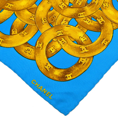 Chanel Blue Chain Button Scarf Small Good