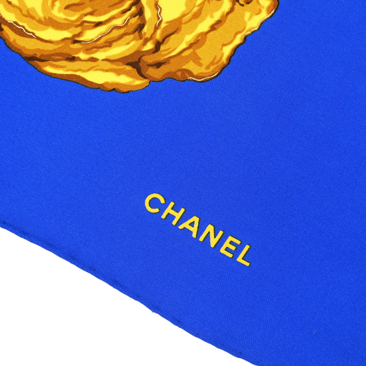 Chanel Blue Gold Camellia Chain Scarf Small Good