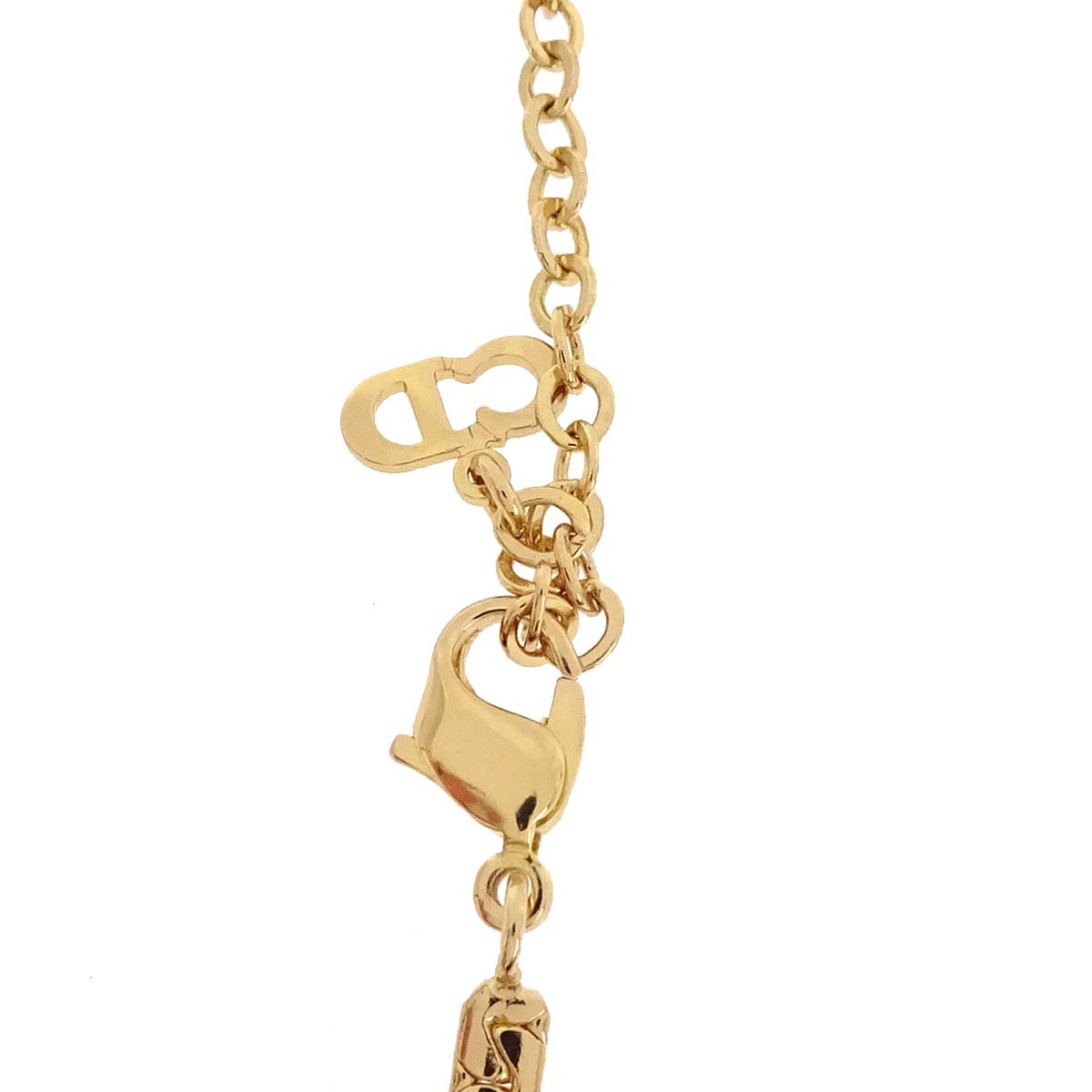 Christian Dior Necklace Pendant Flower Gold Rhinestone