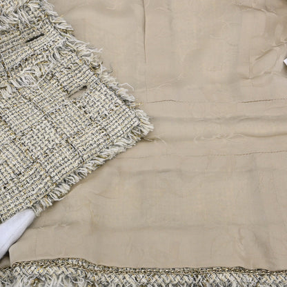 Chanel 2010 Collarless Jacket Tweed Beige #38