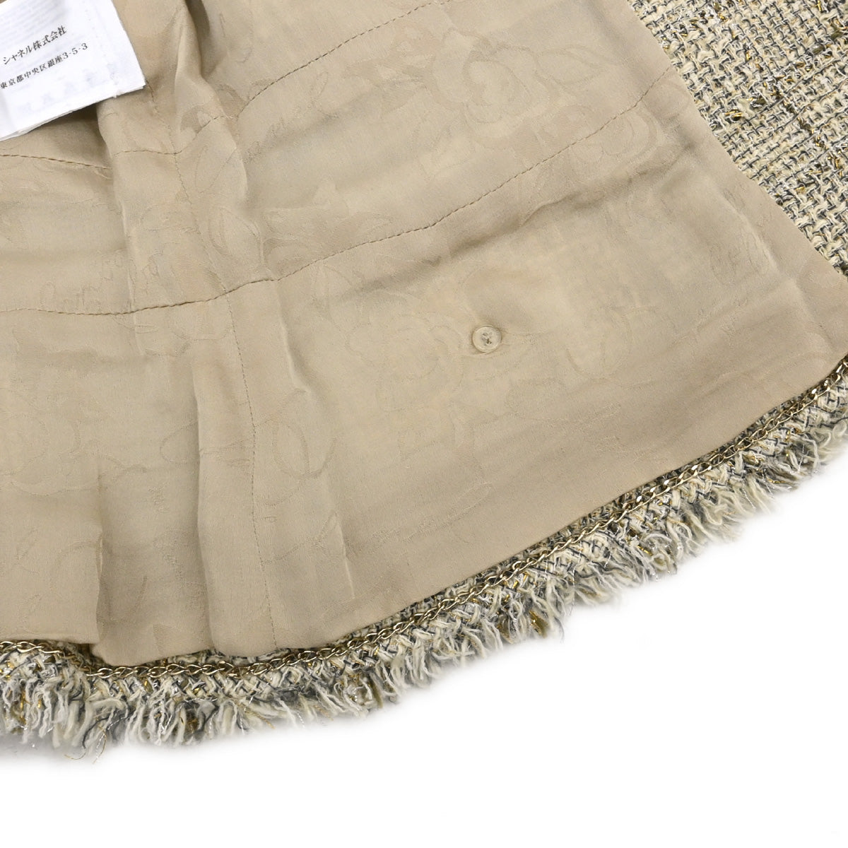 Chanel 2010 Collarless Jacket Tweed Beige #38