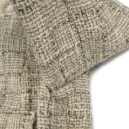 Chanel 2010 Collarless Jacket Tweed Beige #38