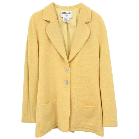 Chanel 1999 Single Breasted Jacket Tweed Yellow #38
