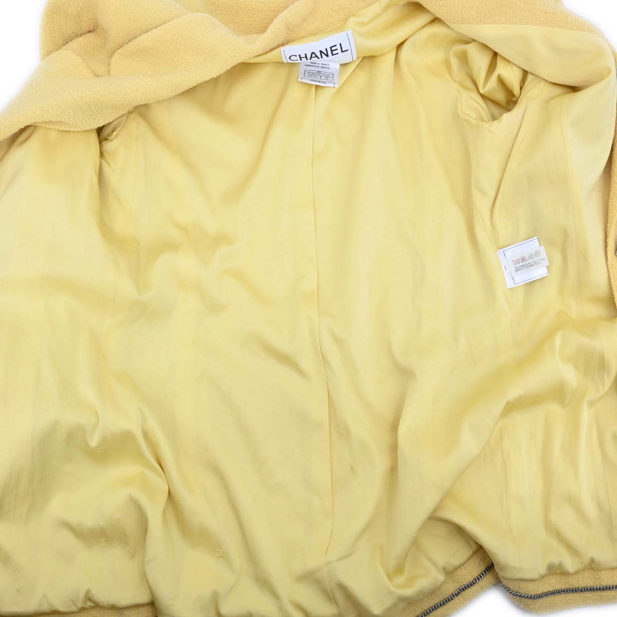 Chanel 1999 Single Breasted Jacket Tweed Yellow #38