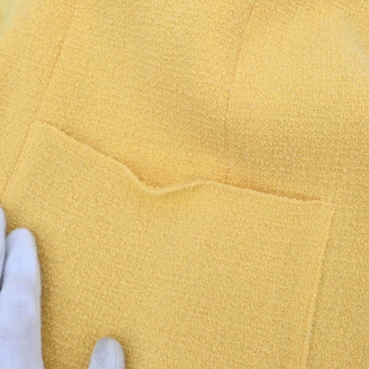Chanel 1999 Single Breasted Jacket Tweed Yellow #38