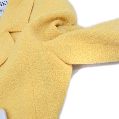 Chanel 1999 Single Breasted Jacket Tweed Yellow #38