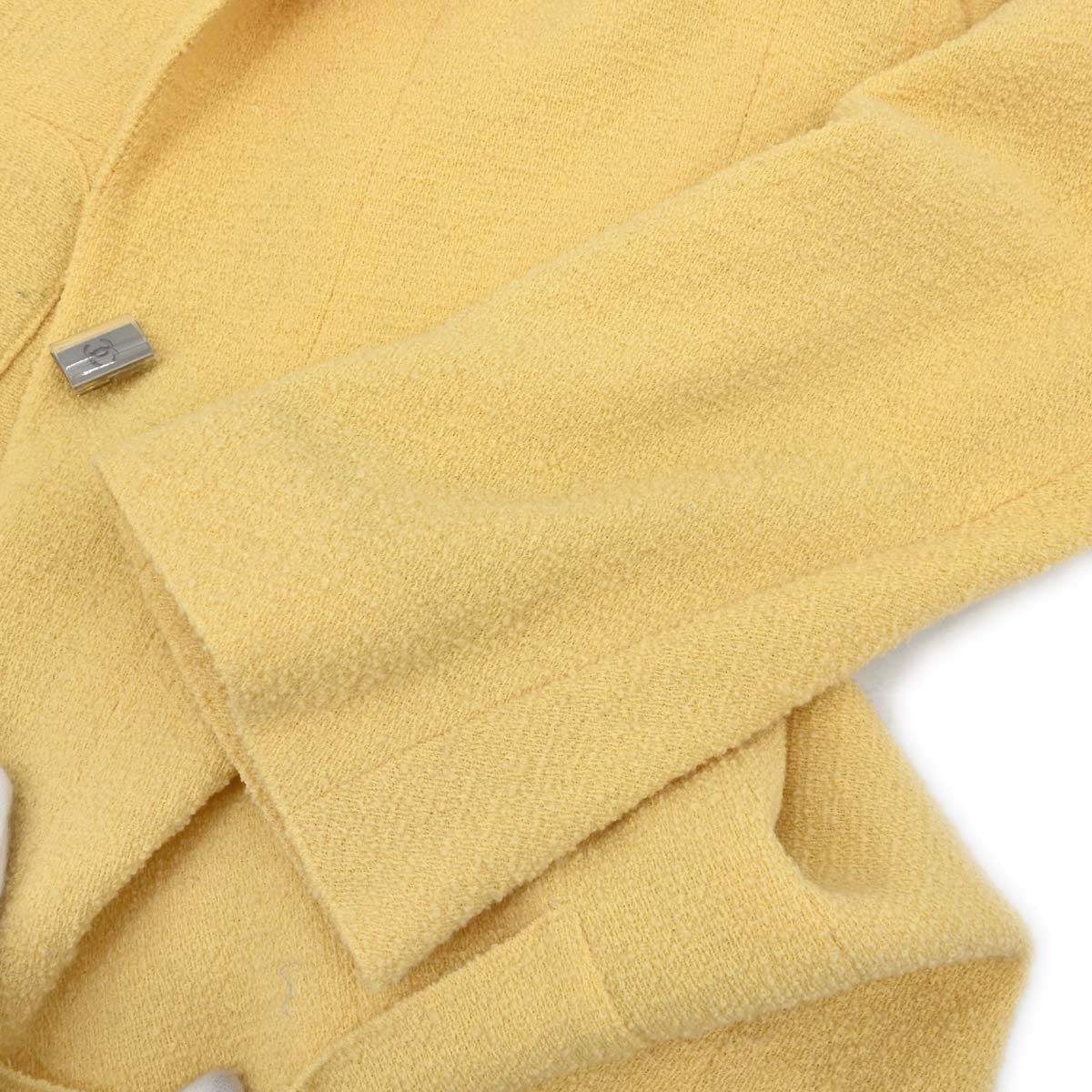 Chanel 1999 Single Breasted Jacket Tweed Yellow #38