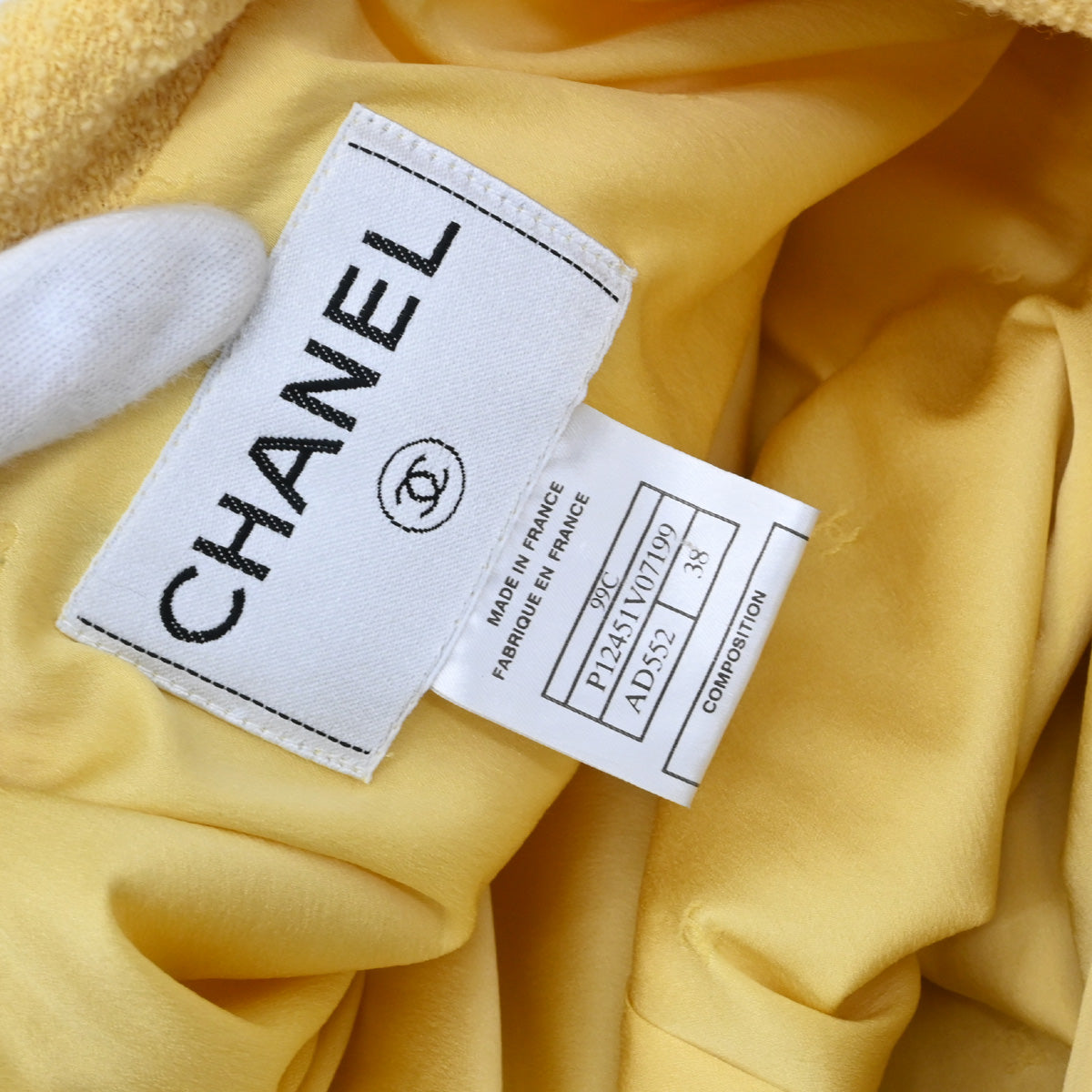 Chanel 1999 Single Breasted Jacket Tweed Yellow #38