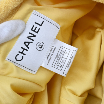 Chanel 1999 Single Breasted Jacket Tweed Yellow #38