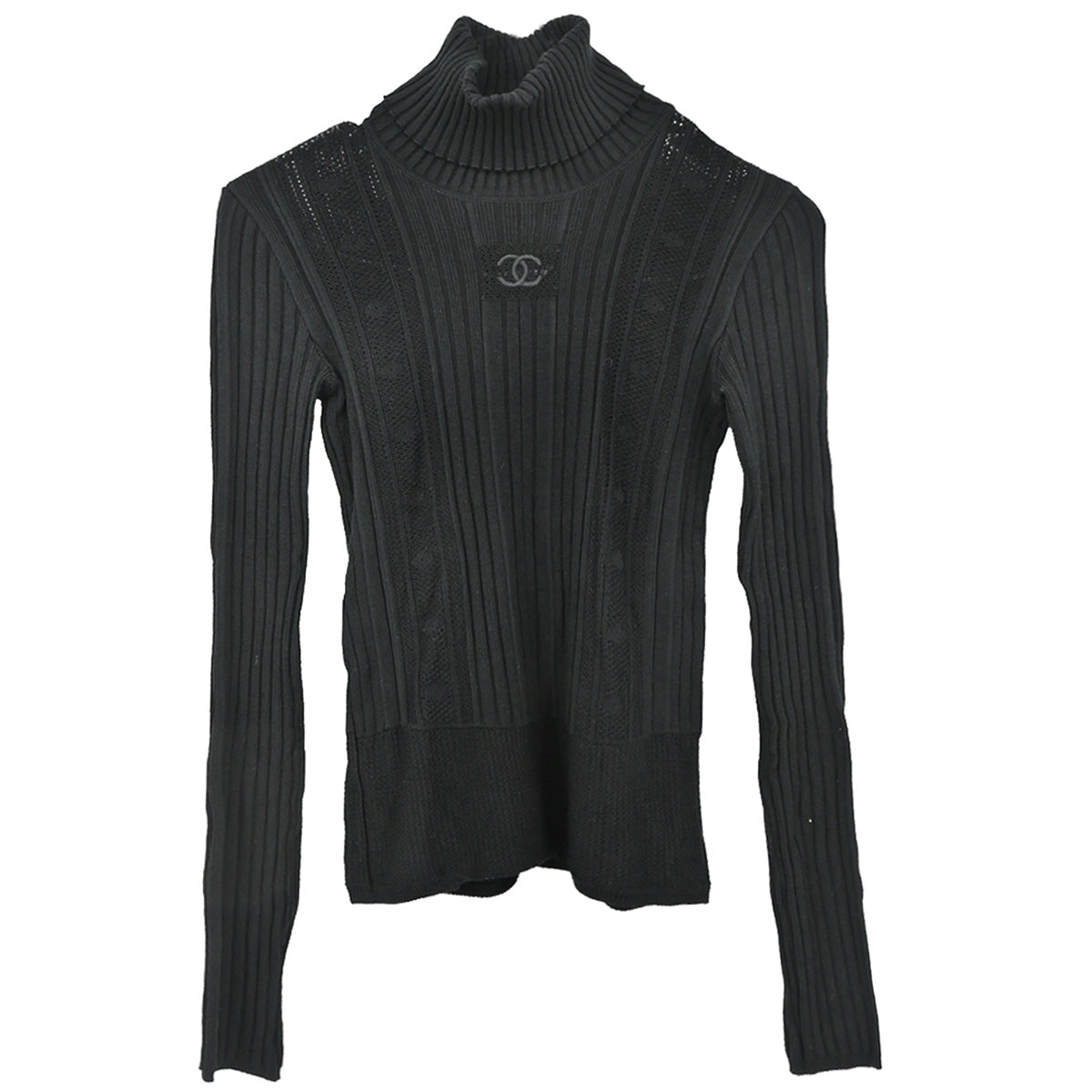 Chanel 2005 Long Sleeve Turtleneck Sweater Knit Top Black #34