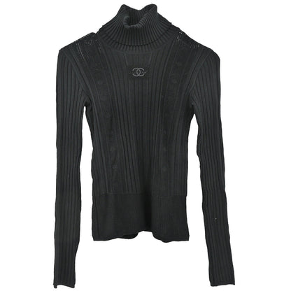 Chanel 2005 Long Sleeve Turtleneck Sweater Knit Top Black #34