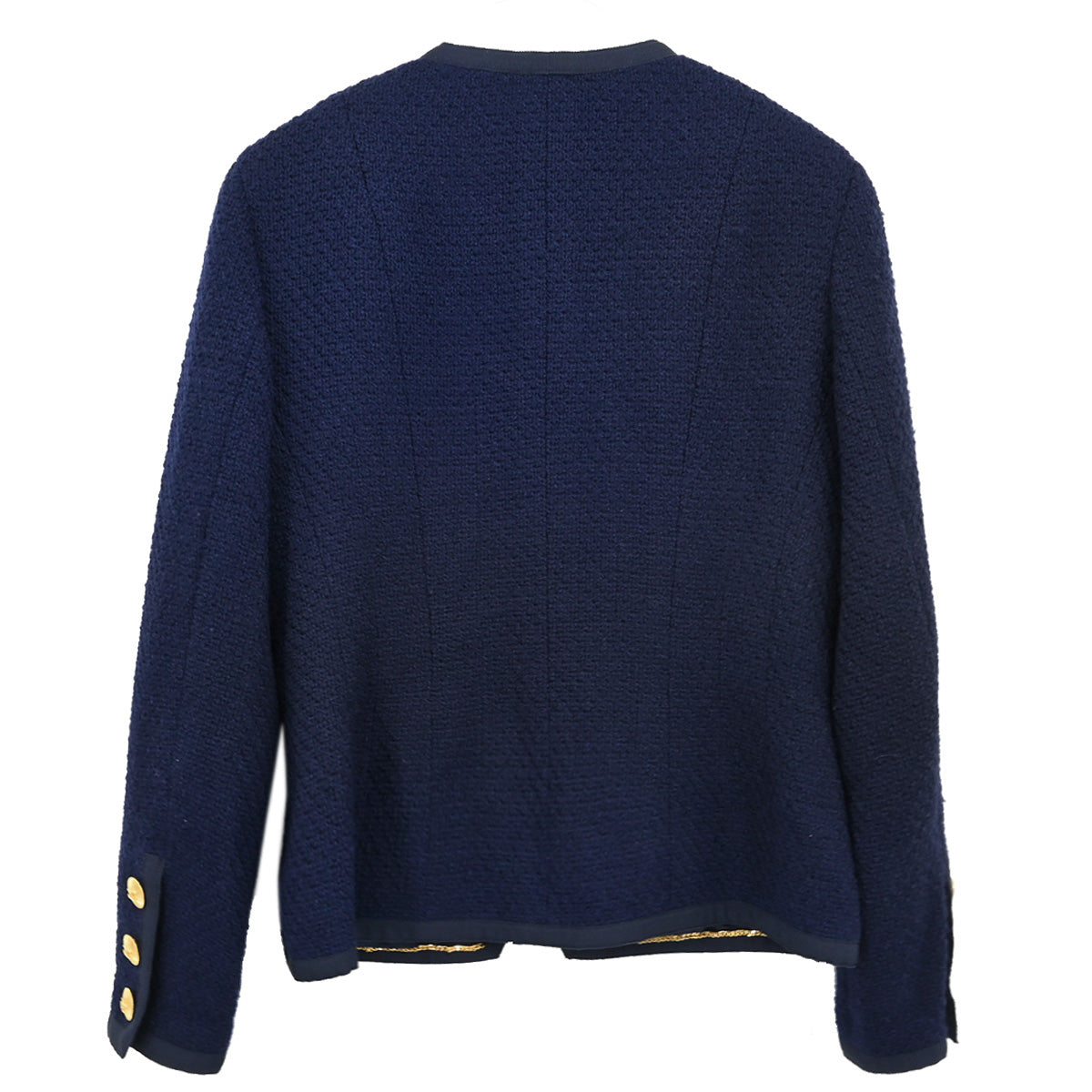 Chanel Collarless Tweed Jacket Navy #38