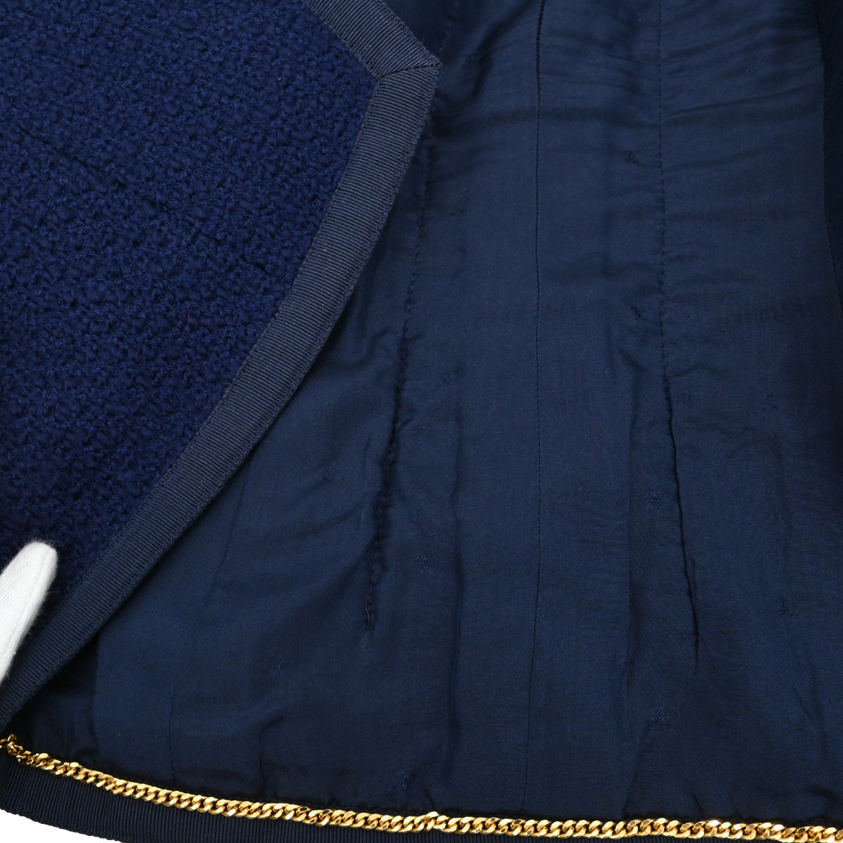 Chanel Collarless Tweed Jacket Navy #38